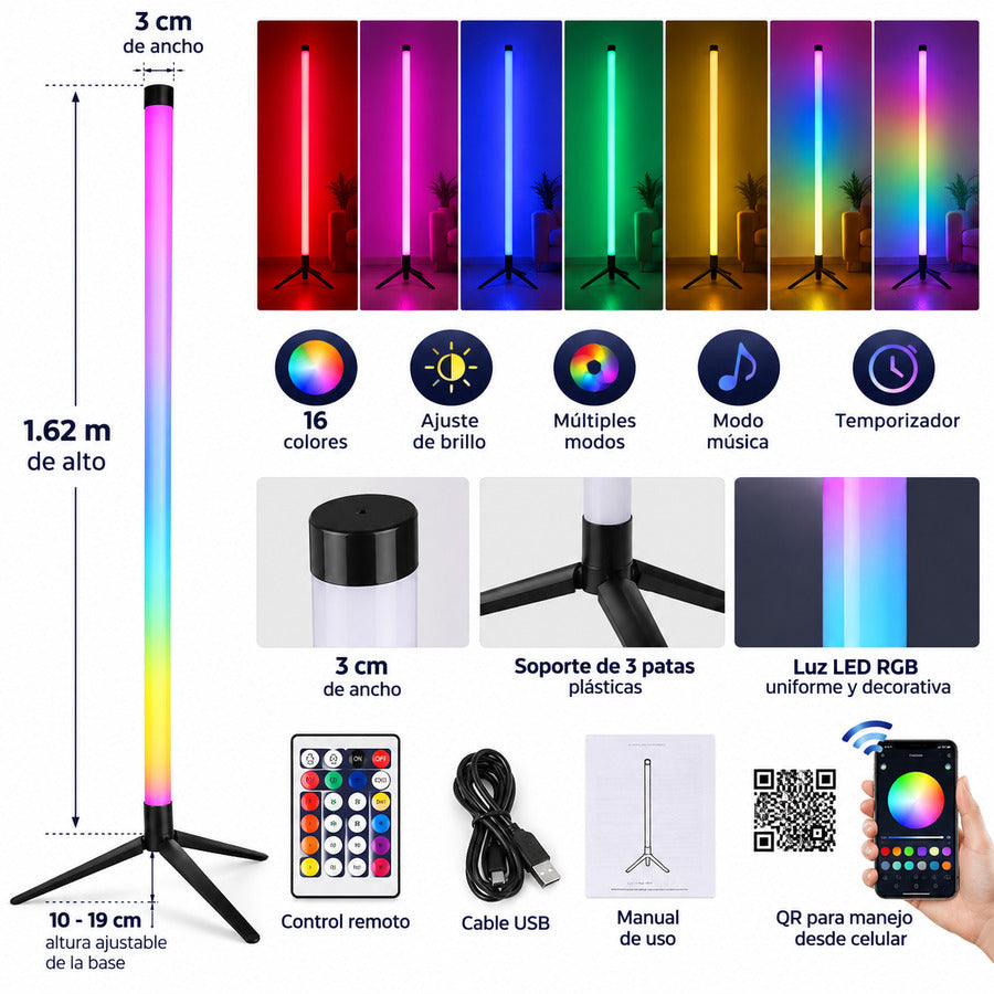 Tubo de luz rgb 1.60mtsx25