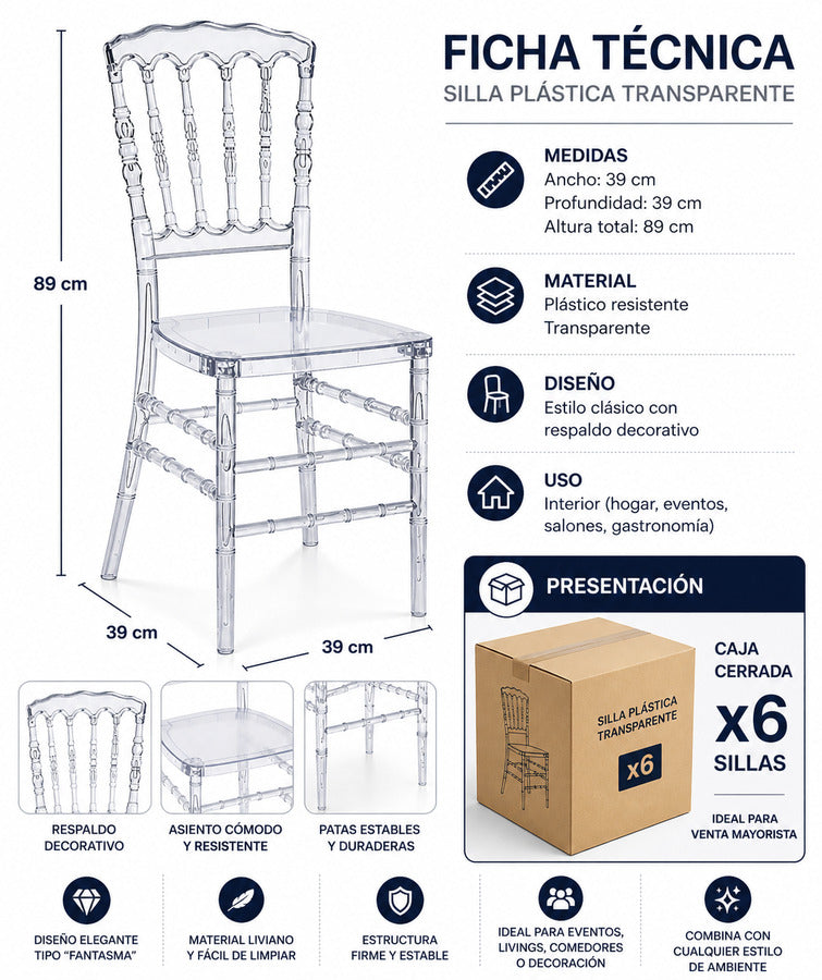 SILLA TRANSPARENTE CUADRADA X6
