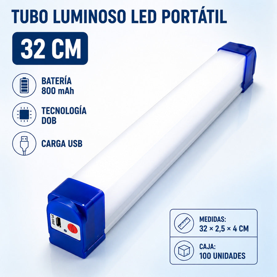 TUBO LED 32CM 800mAh PORTATILX100