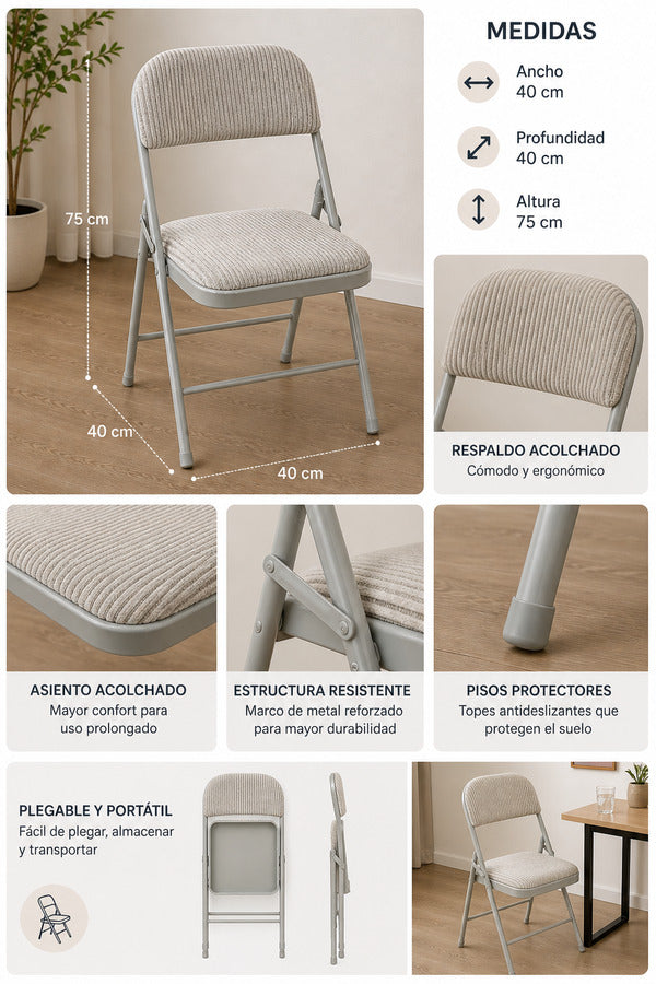 SILLA PLEGABLE GRISX6
